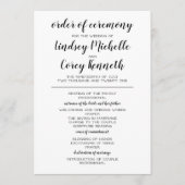 Zwart-wit huwelijksprogramma programmakaart (Voorkant)