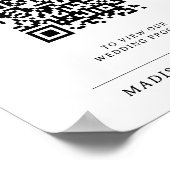 Zwart-wit huwelijksprogramma QR Code Poster (Hoek)