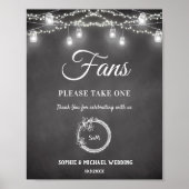 Zwart Wit Huwelijksprogramma Waaiers Handtekening Poster (Voorkant)