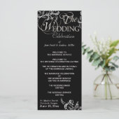 Zwart-wit huwelijksprogramma's programmakaart (Staand voorkant)