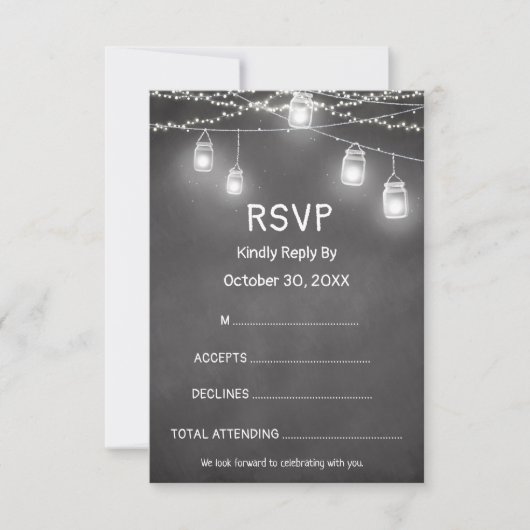 Zwart Wit Huwelijksreactie RSVP Schoolbord (Voorkant)