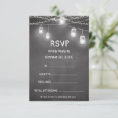 Zwart Wit Huwelijksreactie RSVP Schoolbord Kaartje (Staand voorkant)