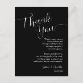 Zwart-wit huwelijksreceptie Tafelsetting Bedankkaart (Voorkant)