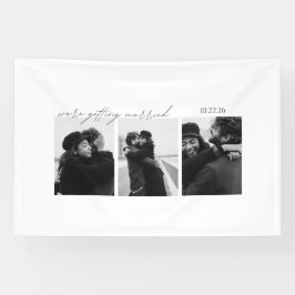 Zwart & Wit Huwelijksuitnodiging Banner – Romantis