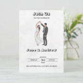 Zwart-wit huwelijksuitnodiging kaart (Staand voorkant)