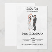 Zwart-wit huwelijksuitnodiging kaart (Voorkant / Achterkant)