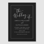 Zwart Wit Huwelijksuitnodiging Koelkast Magnet Magnetische Uitnodiging (Voorkant)