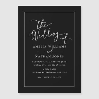 Zwart Wit Huwelijksuitnodiging Koelkast Magnet Magnetische Uitnodiging