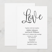 Zwart-wit huwelijksuitnodiging. Liefde nodigt uit Kaart (Voorkant / Achterkant)