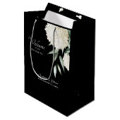 Zwart & Wit Hydrangea bruiloft welkom gebladerte Medium Cadeauzakje (Voorkant Gekanteld)