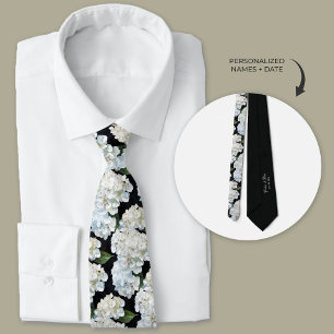 Zwart-wit Hydrangea Groomsmen Stropdas