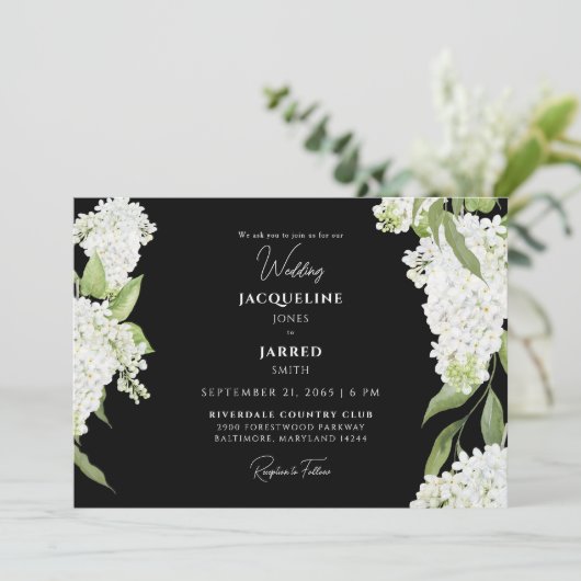Zwart Wit Hydrangeas Bruiloft Kaart (Staand voorkant)