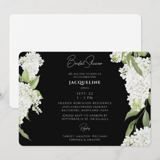 Zwart Wit Hydrangeas Vrijgezellenfeest Kaart (Voorkant / Achterkant)
