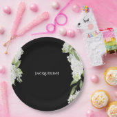 Zwart Wit Hydrangeas Vrijgezellenfeest Papieren Bordje (Feest)