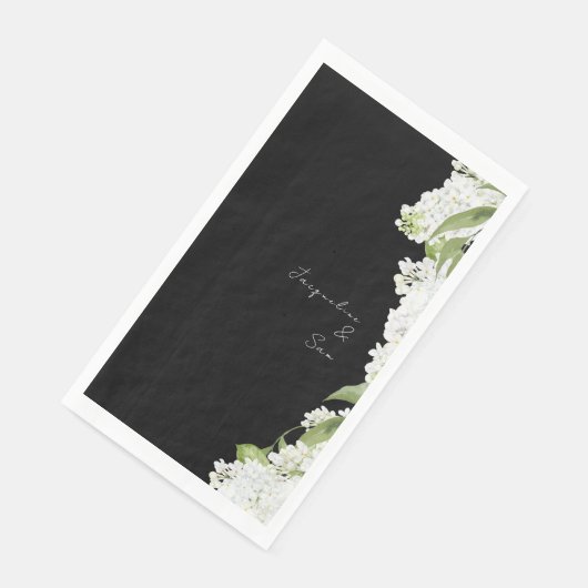 Zwart Wit Hydrangeas Wedding Script Servet (Hoek)