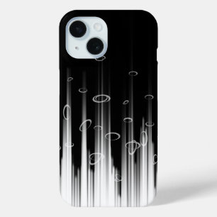 Zwart-wit hypnotische cirkelvormige lijn strepen k iPhone 15 case
