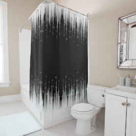 Zwart-wit hypnotische cirkelvormige lijn strepen k douchegordijn