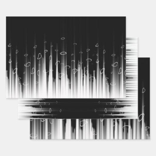 Zwart-wit hypnotische cirkelvormige lijn strepen k inpakpapier vel (Set)