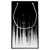 Zwart-wit hypnotische cirkelvormige lijn strepen k klein cadeauzakje (Achterkant)