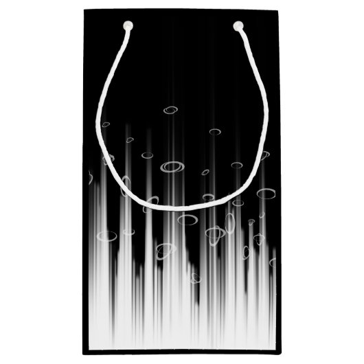 Zwart-wit hypnotische cirkelvormige lijn strepen k klein cadeauzakje (Achterkant)