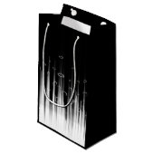 Zwart-wit hypnotische cirkelvormige lijn strepen k klein cadeauzakje (Voorkant Gekanteld)