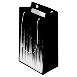 Zwart-wit hypnotische cirkelvormige lijn strepen k klein cadeauzakje