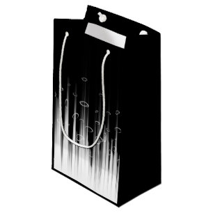 Zwart-wit hypnotische cirkelvormige lijn strepen k klein cadeauzakje