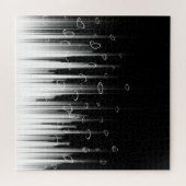 Zwart-wit hypnotische cirkelvormige lijn strepen k legpuzzel (Horizontaal)