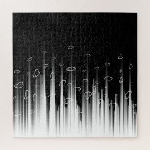 Zwart-wit hypnotische cirkelvormige lijn strepen k legpuzzel