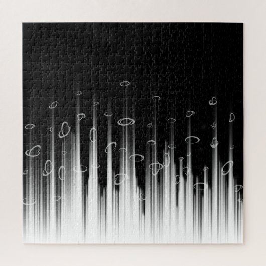 Zwart-wit hypnotische cirkelvormige lijn strepen k legpuzzel (Verticaal)