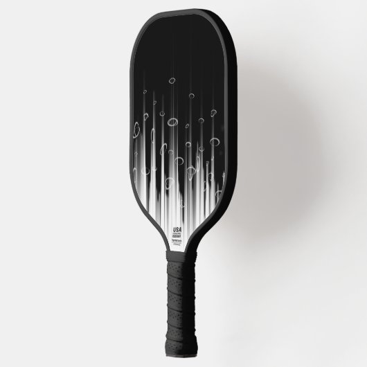 Zwart-wit hypnotische cirkelvormige lijn strepen k pickleball paddle (Links)