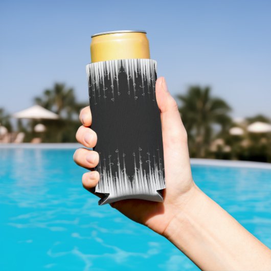 Zwart-wit hypnotische cirkelvormige lijn strepen k seltzer blikjeskoeler (Insitu Zwembad)