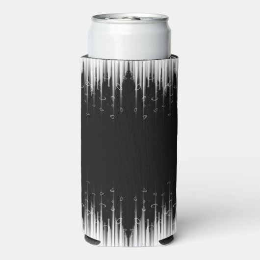 Zwart-wit hypnotische cirkelvormige lijn strepen k seltzer blikjeskoeler (Seltzer Achterkant)