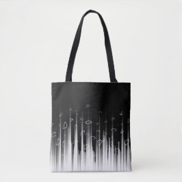 Zwart-wit hypnotische cirkelvormige lijn strepen k tote bag