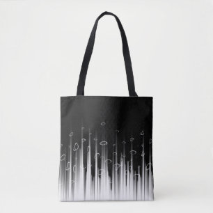 Zwart-wit hypnotische cirkelvormige lijn strepen k tote bag
