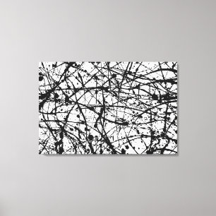 ZWART-WIT I - Action painting - Abstract - Canvas Afdruk