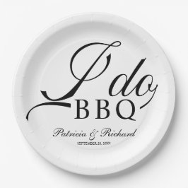 Zwart-Wit I Do BBQ Verloving Feest Papieren Bordje