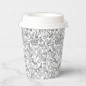 Zwart & Wit Iconen Verjaardagsfeest Papieren Bekers (Rechts)