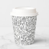 Zwart & Wit Iconen Verjaardagsfeest Papieren Bekers (Voorkant)