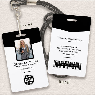 Zwart & Wit ID-foto-logo & streepjescode professio Badge
