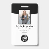 Zwart & Wit ID-foto-logo & streepjescode professio Badge (Voorzijde)