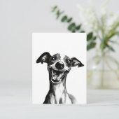Zwart-wit Iggy | Cute Italiaanse Greyhound Briefkaart (Staand voorkant)