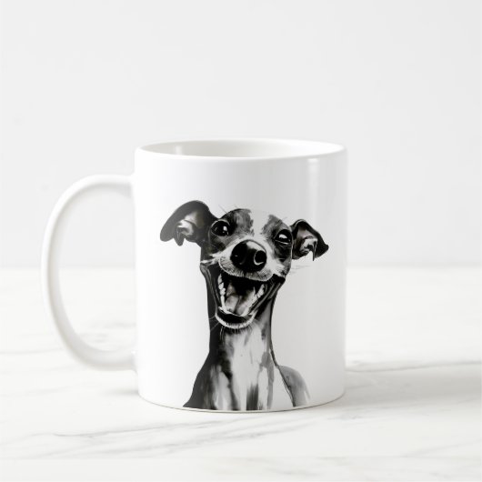 Zwart-wit Iggy | Cute Italiaanse Greyhound Koffiemok (Links)