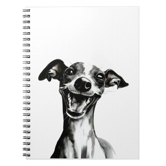 Zwart-wit Iggy | Cute Italiaanse Greyhound Notitieboek (Voorkant)