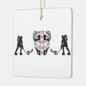 Zwart-wit ijshockey doelman keramisch ornament (Links)