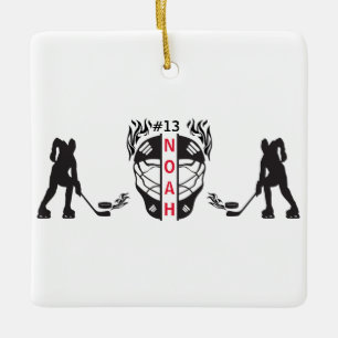 Zwart-wit ijshockey doelman keramisch ornament