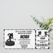 Zwart-wit ijshockey Retro Ticket Kaart (Staand voorkant)