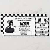 Zwart-wit ijshockey Retro Ticket Kaart (Voorkant / Achterkant)