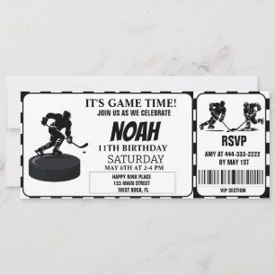 Zwart-wit ijshockey Retro Ticket Kaart