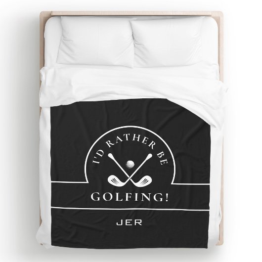 Zwart & Wit Ik Golfer Monogram Fleece Deken